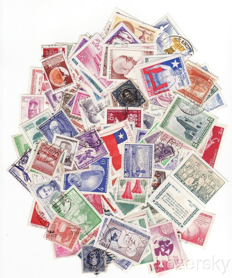 Chile Stamp Packet, 200 different stamps from Chile