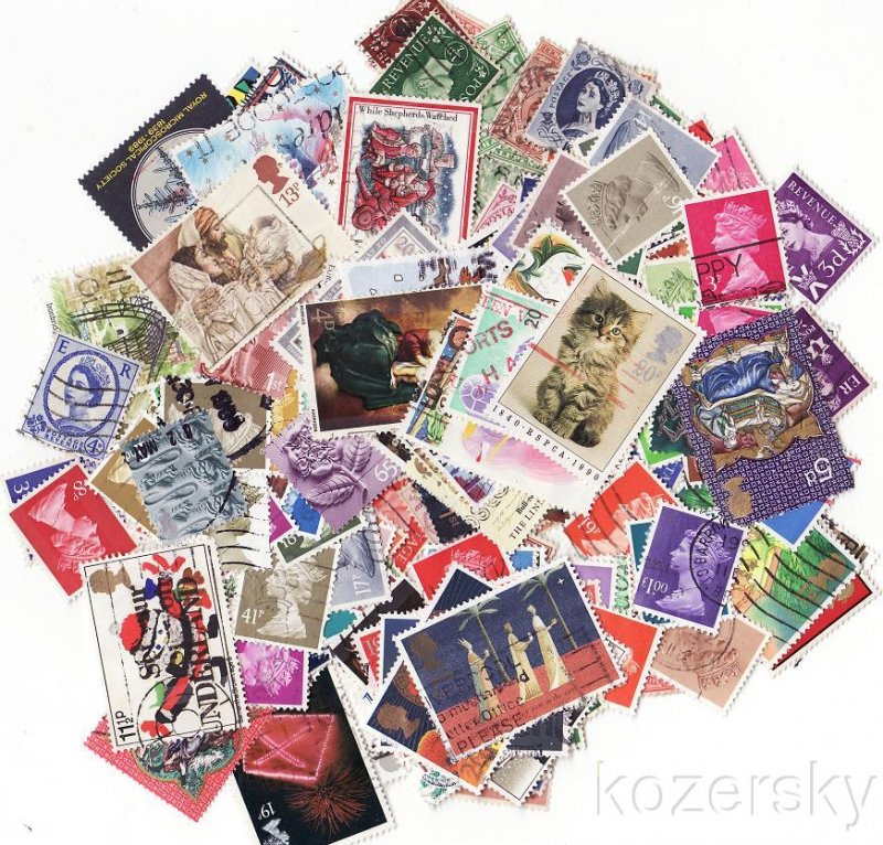 Great Britain Stamp Packet,  200 different stamps from Great Britain
