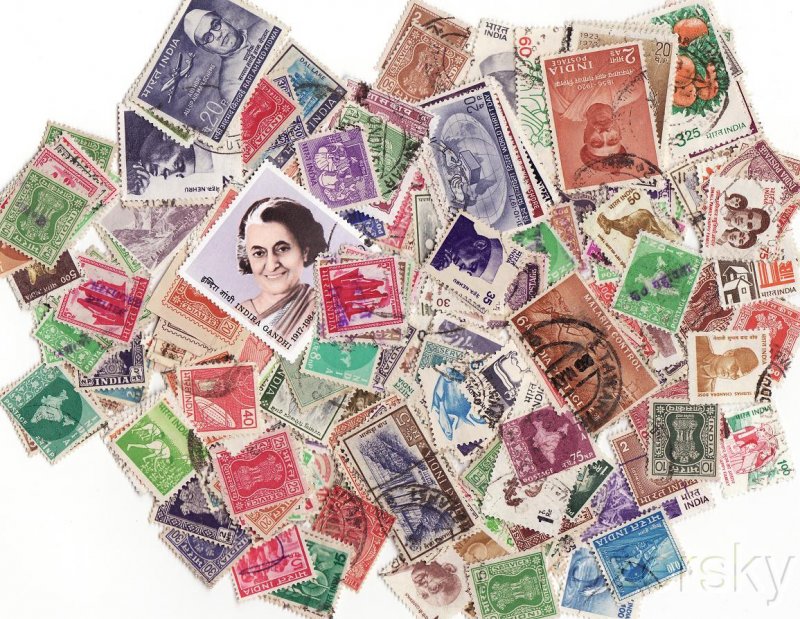 India Stamp Packet,  100 different stamps from India