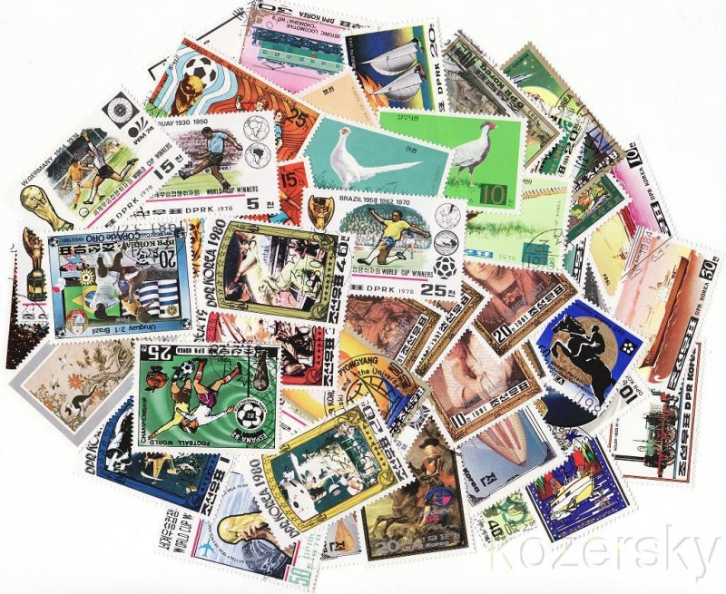 Korea DPR, North Korea Stamp Packet,  200 different stamps from Korea DPR