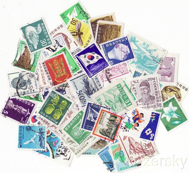 Korea ROK, South Korea Stamp Packet,  100 different stamps from Korea ROK
