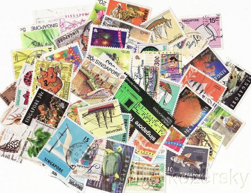 Singapore Stamp Packet,  50 different stamps from Singapore 