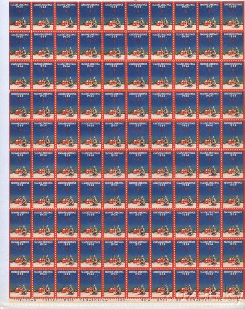 1934-2xA, WX73, 1934 U.S. National Christmas Seals Sheet, pm S