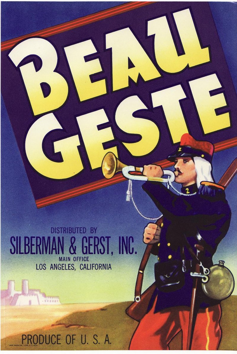 Beau Geste Brand Vintage Vegetable Crate Label
