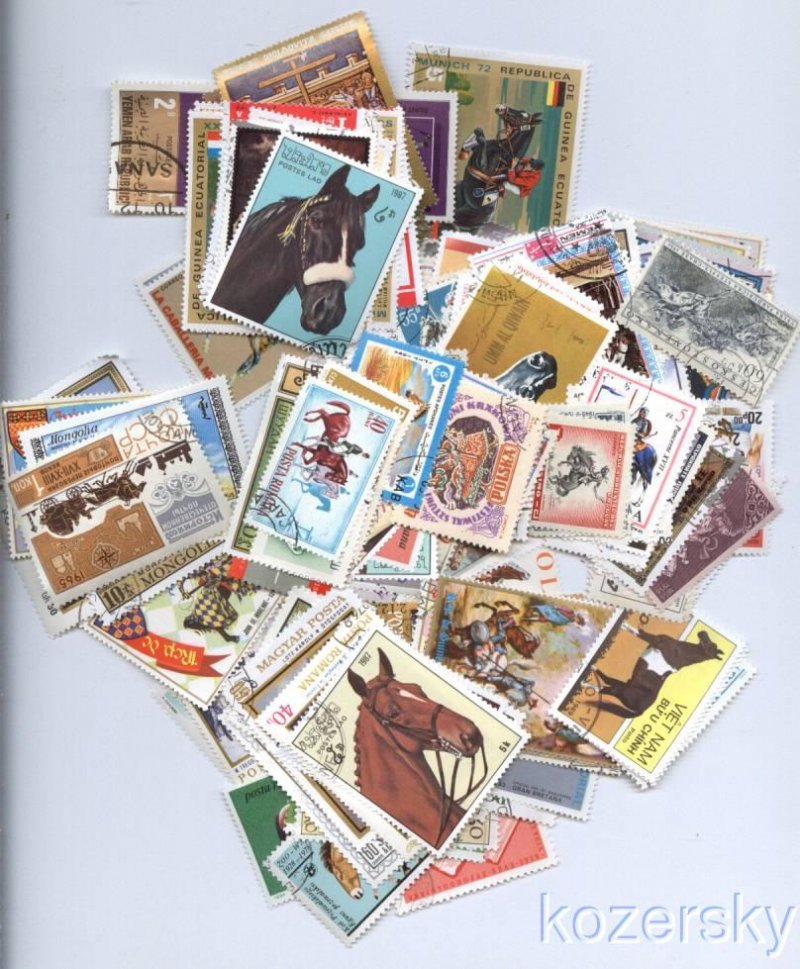 Horses on Stamps, Topical Stamp Packet,  500 different stamps