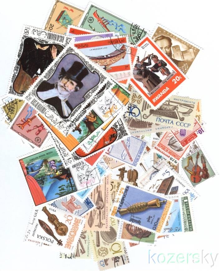 Music on Stamps, Topical Stamp Packet, 100 different stamps