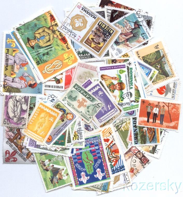 Scouts, Scouting on Stamps, Topical Stamp Packet,  50 different stamps
