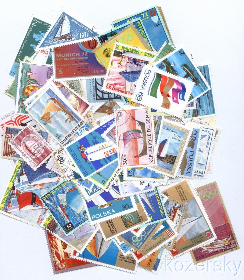 Sailing on Stamps, Topical Stamp Packet, 100 different stamps