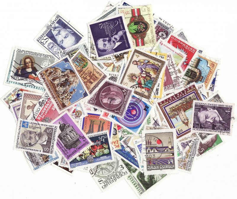 Austria Pictorial Stamp Packet, 100 different Austrian stamps
