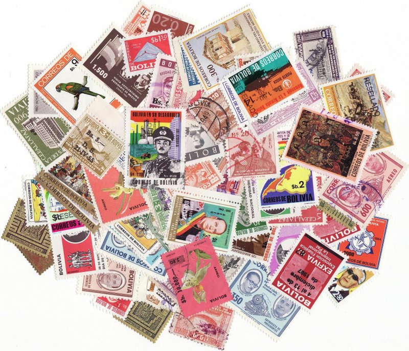 Bolivia Stamp Packet, 100 different stamps from Bolivia