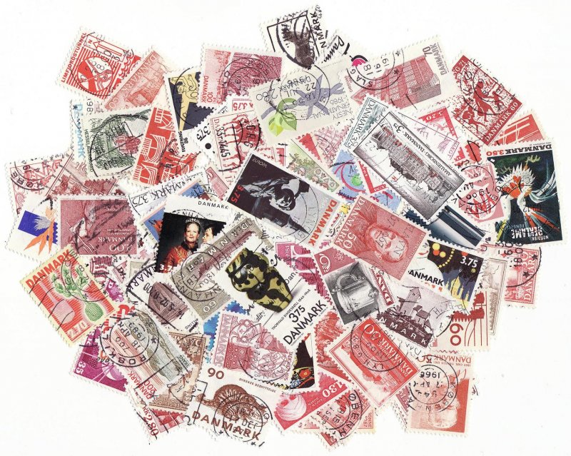 Denmark Pictorial Stamp Packet,  100 different stamps from Denmark