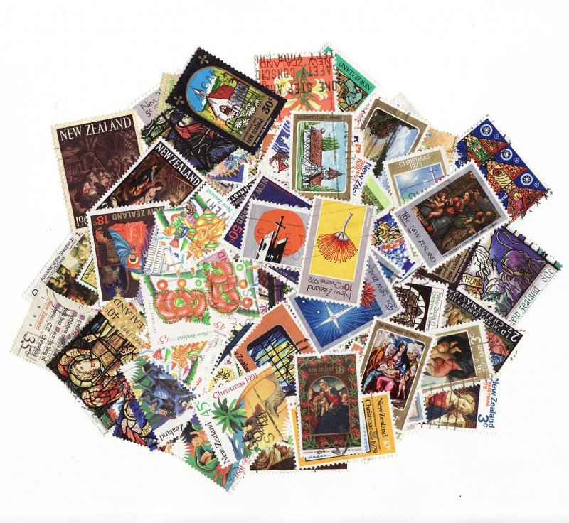 New Zealand Christmas on Stamps, Topical Stamp Packet, 100 different stamps