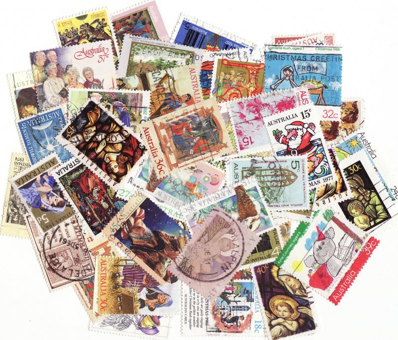 Australia Christmas on Stamps, Topical Stamp Packet,  50 different stamps