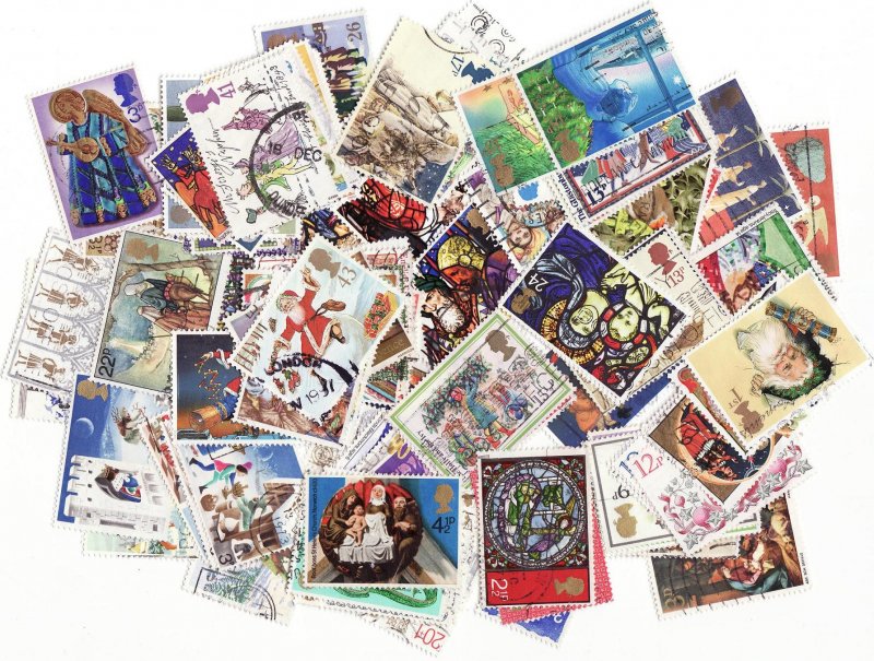 Great Britain Christmas on Stamps, Topical Stamp Packet, 100 different stamps