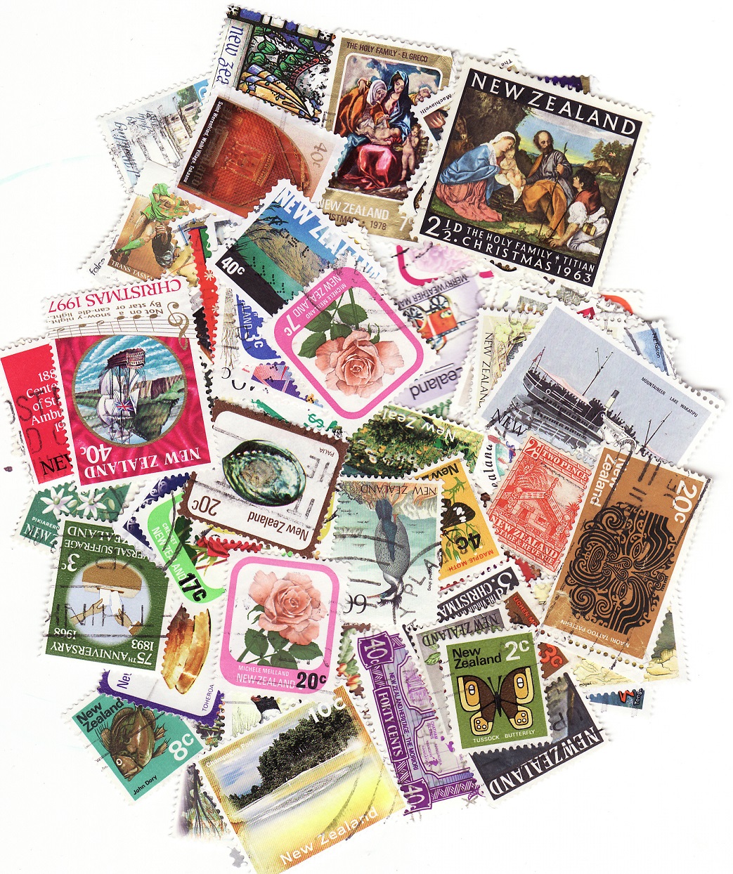 New Zealand Pictorials Stamp Packet, 100 different stamps from New Zealand