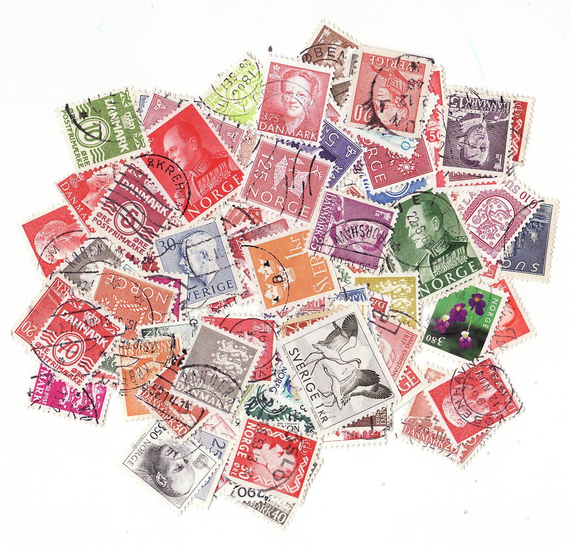 Scandinavia Stamp Packet, 100 different stamps from Scandinavia