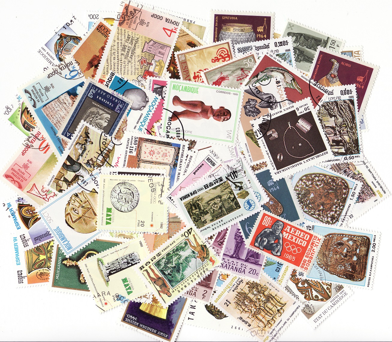 Antiquities & Artifacts on Stamps, Topical Stamp Packet, 100 different stamps