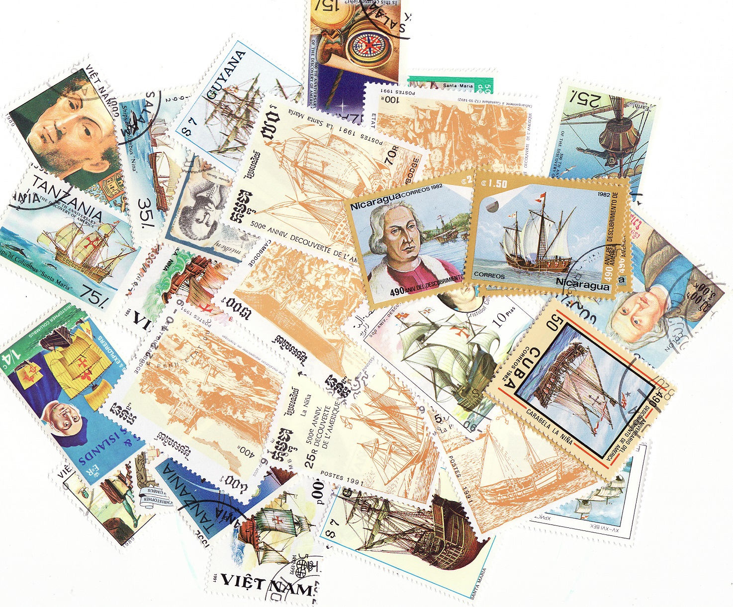 Columbus on Stamps, Topical Stamp Packet, 50 different stamps