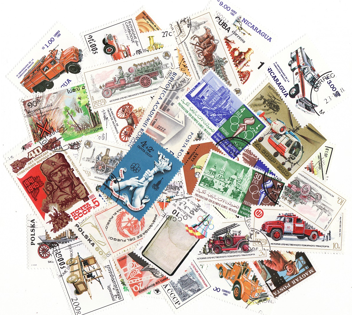 Firemen & Fires on Stamps, Topical Stamp Packet, 50 different stamps