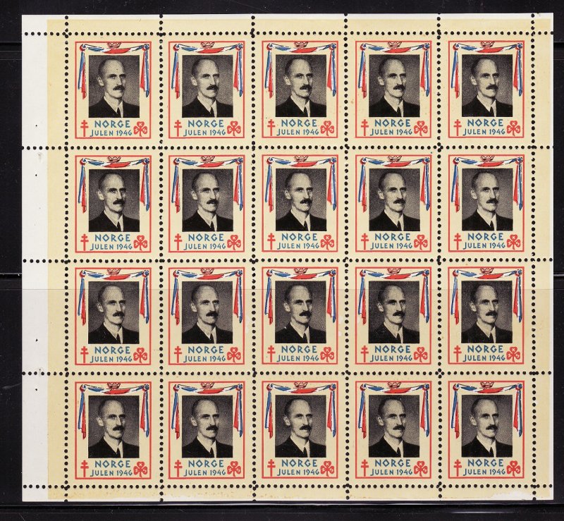 Norway 42x, 1946 Norway TB Charity Seals, Booklet Pane