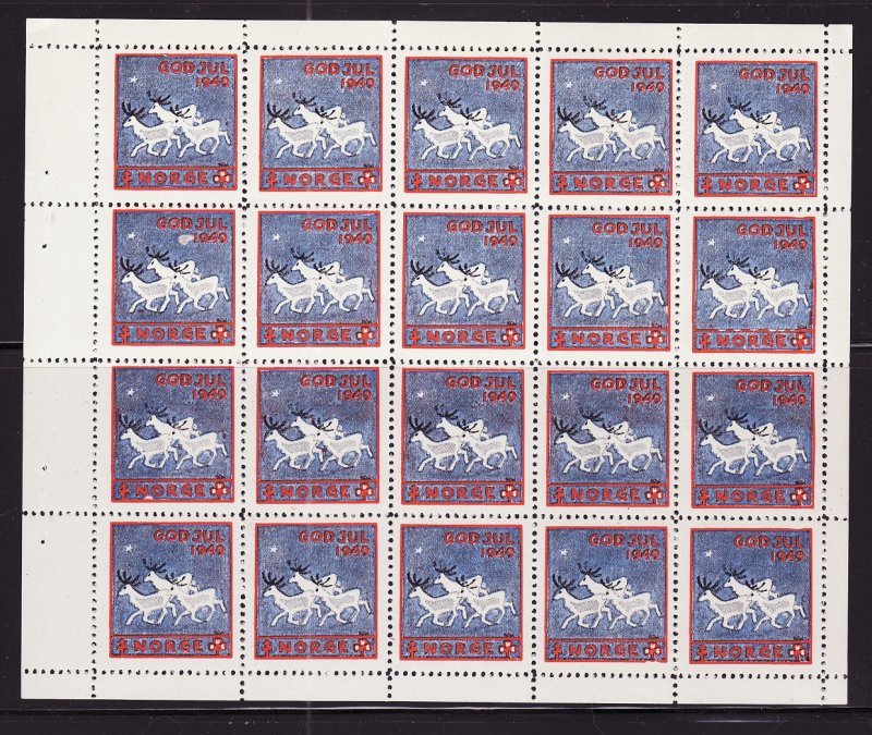 Norway 45x, 1949 Norway TB Charity Seals, Booklet Pane