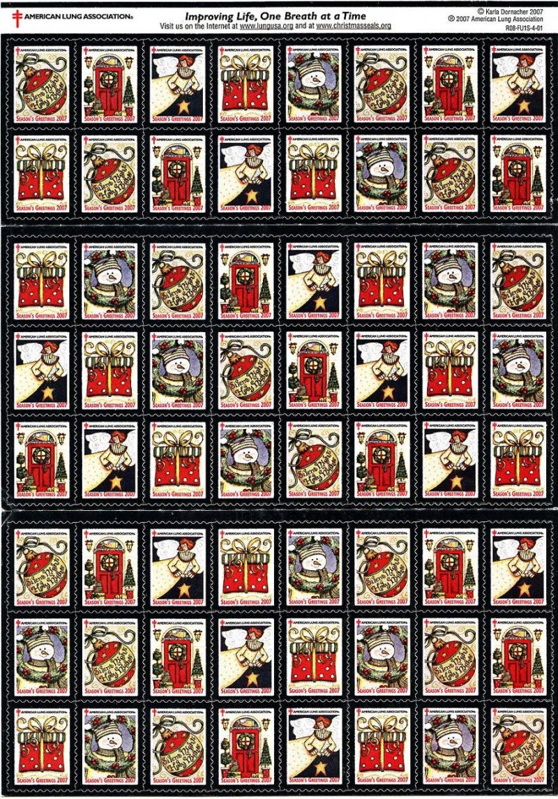 2007-1x3, 2007 U.S. Christmas Seals Sheet, R08-FUIS-4-01