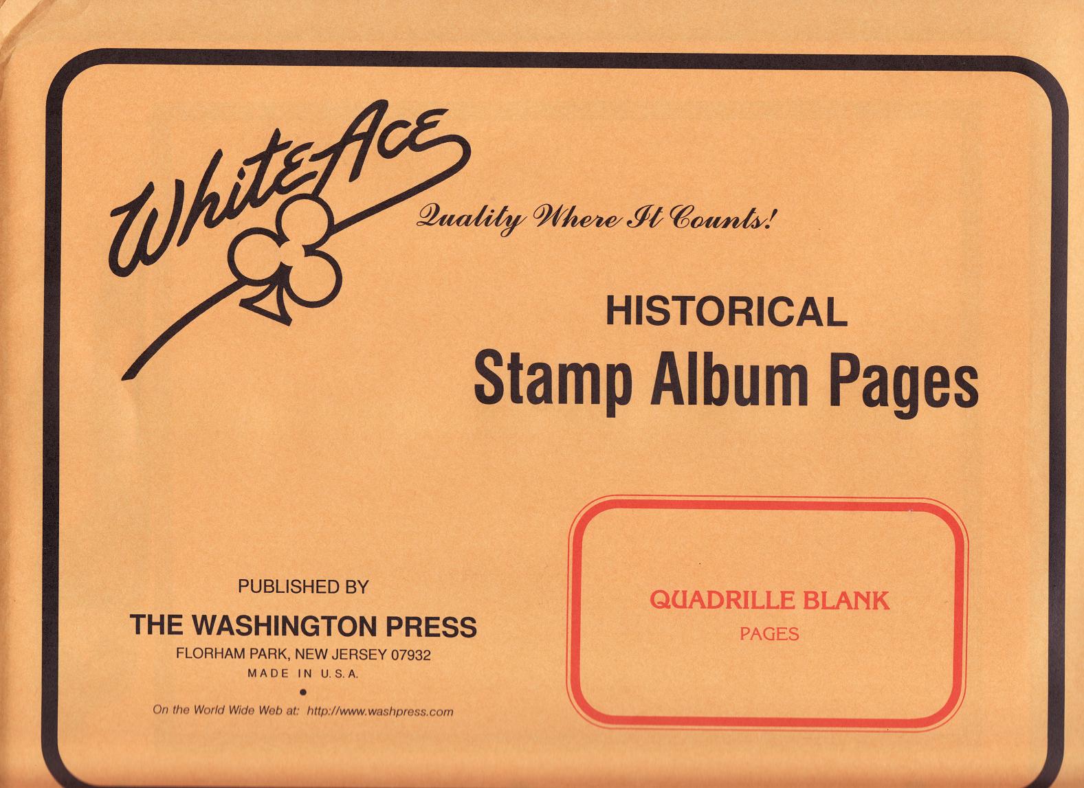    White Ace Quadrille Blank Stamp Album Pages