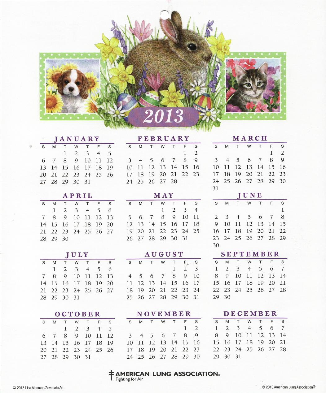 CL113-S1, 2013 ALA Spring Seal Calendar