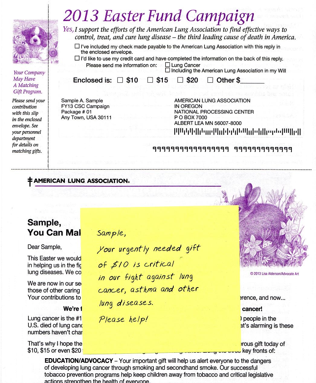 ACL112-S1, 2013 Spring Seal Easter Fund Campaign Letter