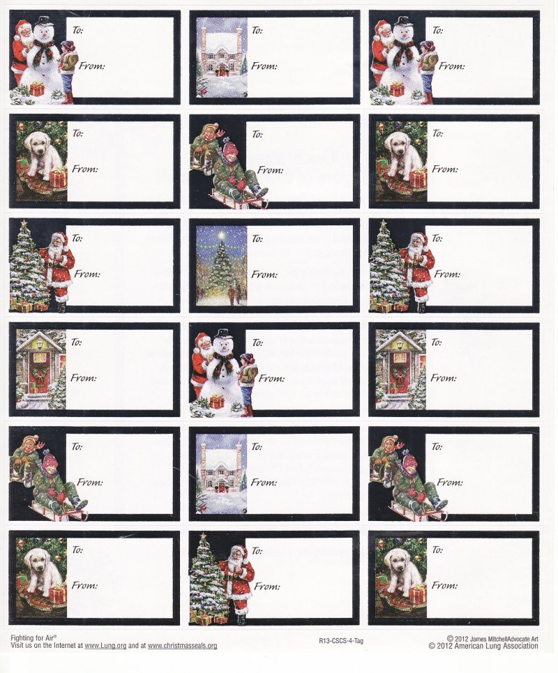 112-1.7x ALA National Design Christmas Seals Gift Tags