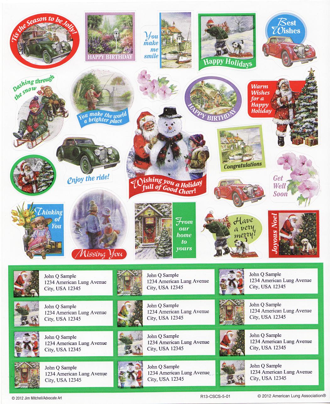 112-1.6x U.S. National Design Christmas Seals Stickers & Address Labels