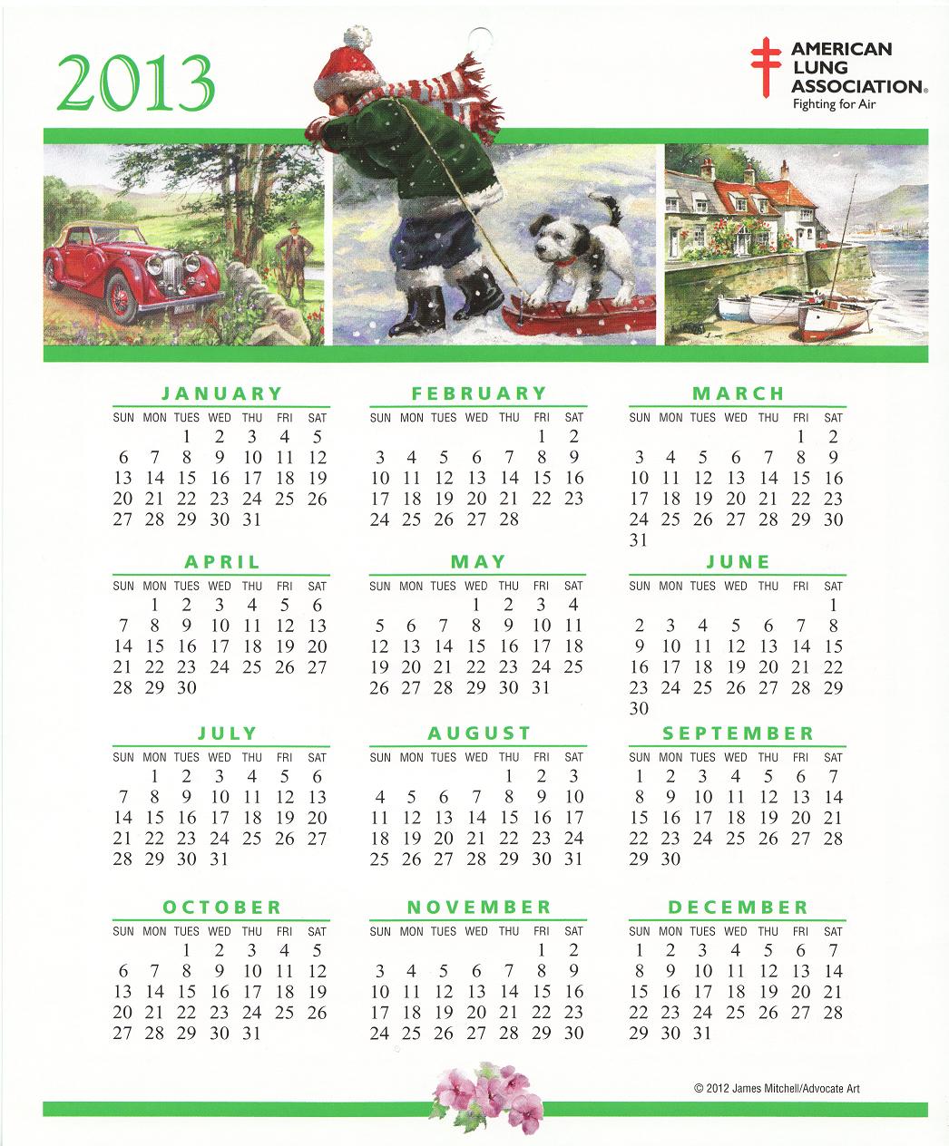 CL112-1 U.S. National Design Christmas Seals 2013 Callendar