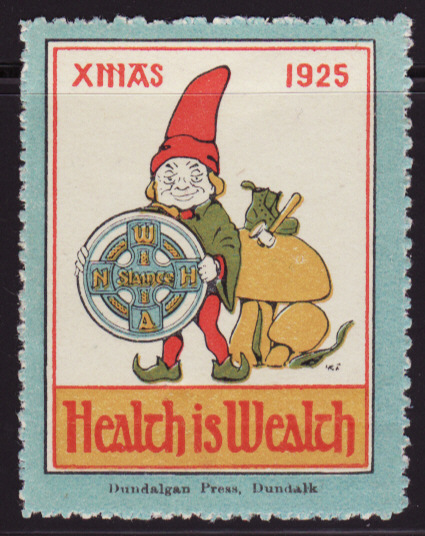 Ireland  4.1, 1925 Ireland TB Charity Seal, Gnome, Scarce Imprint