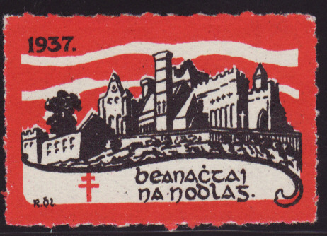 Ireland 11, 1937 Ireland TB Charity Seals, Cathedral, Rock of Cashel