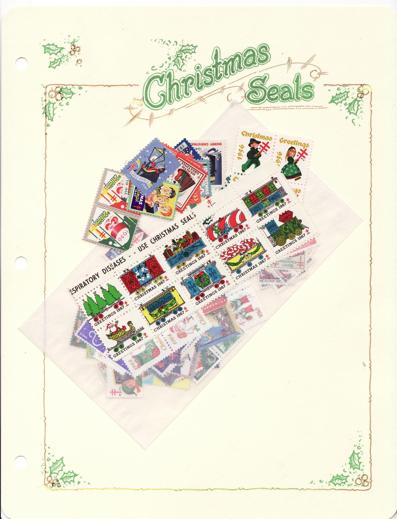 U.S. National Christmas Seal Collection Kit with Colorful Album Pages