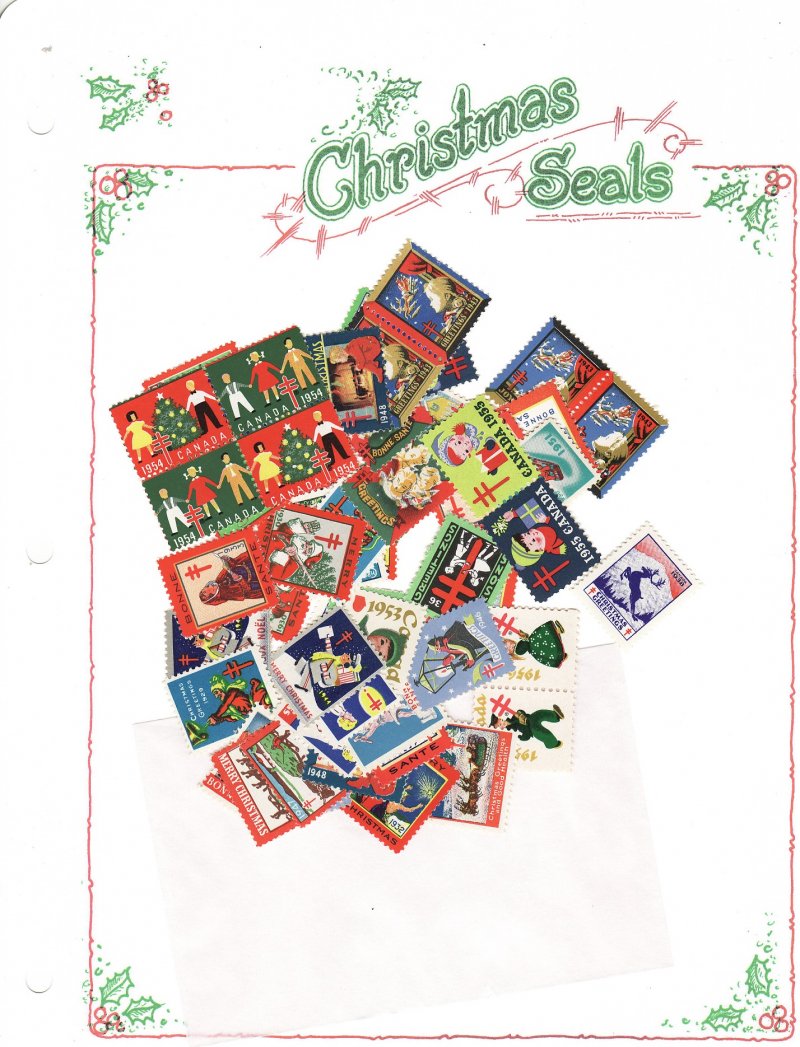   Canada Christmas Seal Collection Kit with Colorful Album Pages 