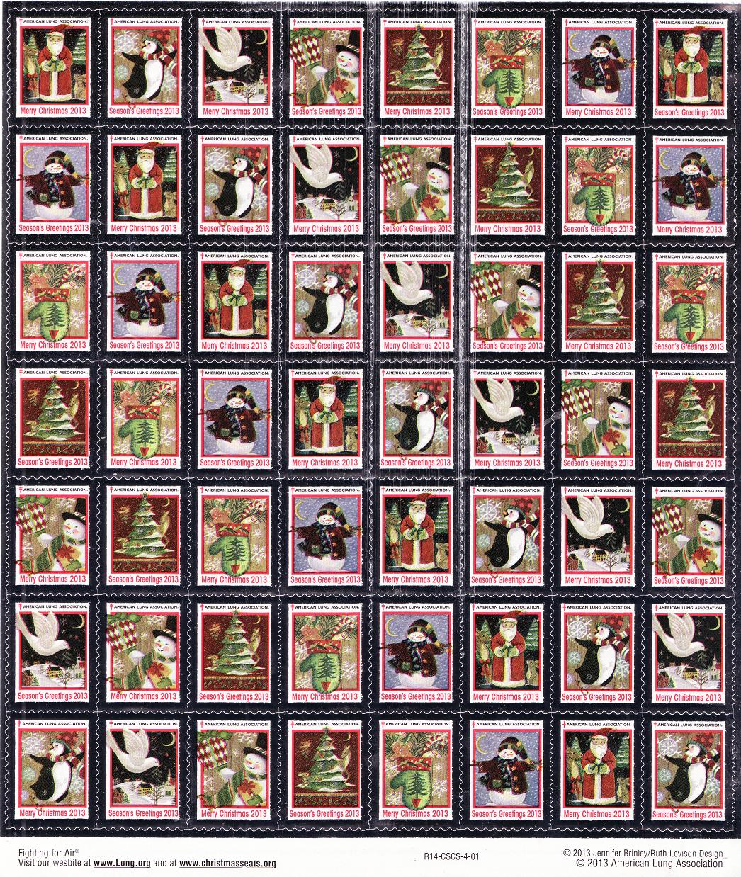 2013-1x1, 2013 U.S. National Christmas Seals Sheet, R14-CSCS-4-01