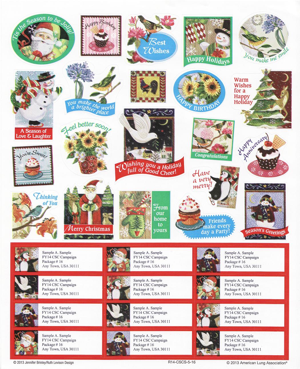 113-1.6x1 ALA Christmas Seals Stickers & Address Labels, R14-CSCS-05-16