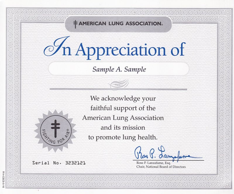 2103 ALA Appreciation Certificate #3232121