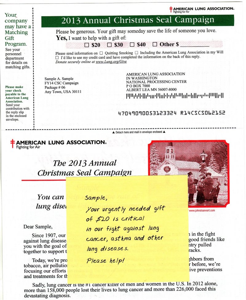 2013 ALA Annual Christmas Seal Campaign Letter