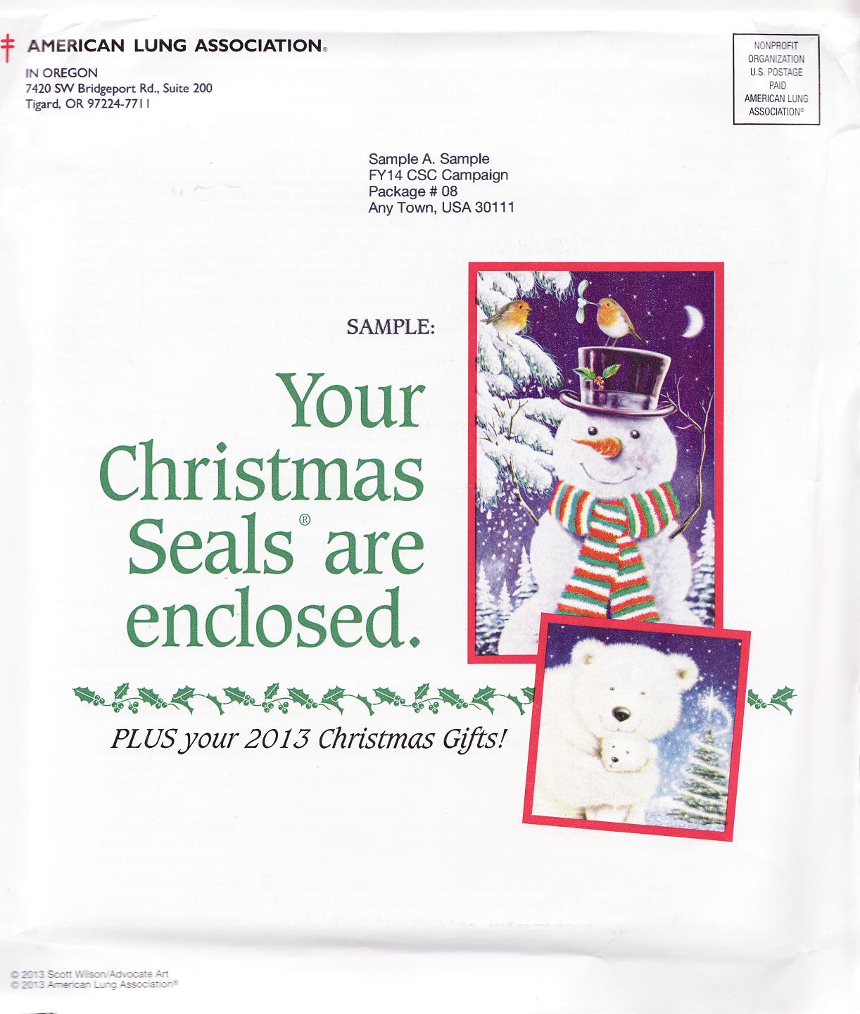 113-T2.1pac, 2013 ALA U.S. Test Design Christmas Seal Campaign Packet