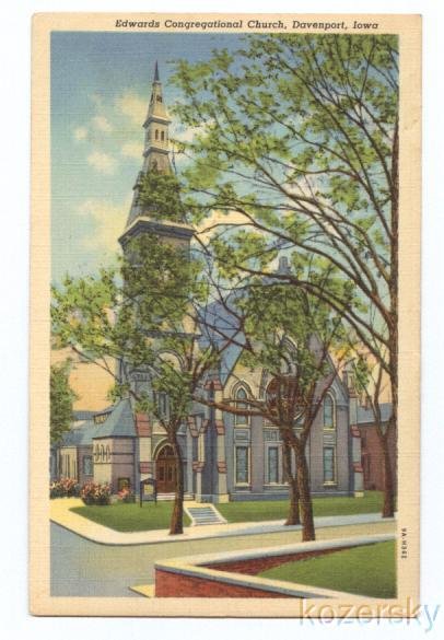 Edwards Congregational Church, Davenport, Iowa, Postcard