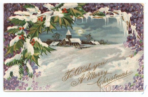 Christmas Postcard, Embossed, 1910 Ohio Postmark