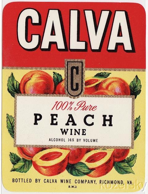 Calva Brand Peach Wine Label