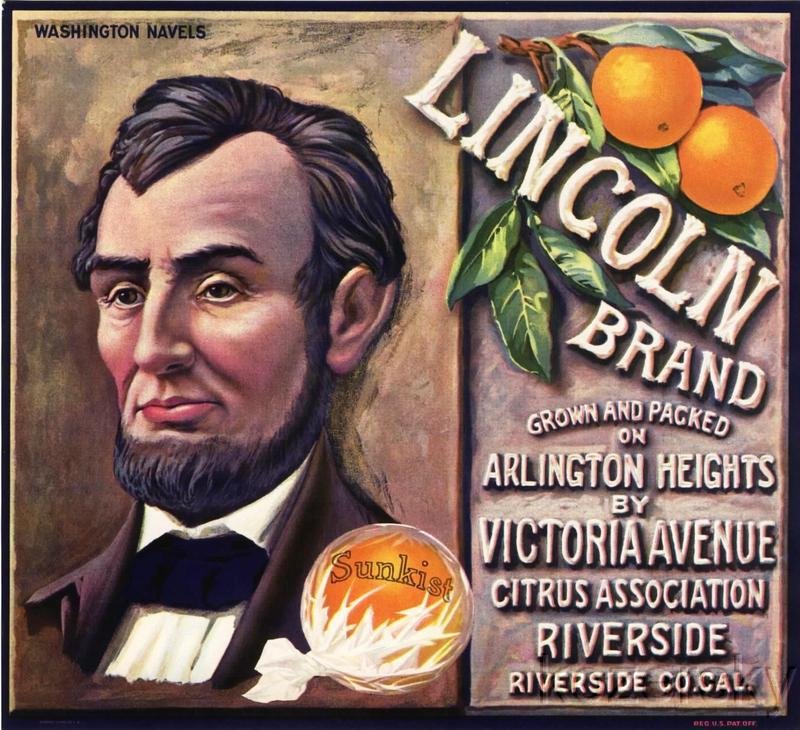 Lincoln Brand Vintage Orange Crate Label