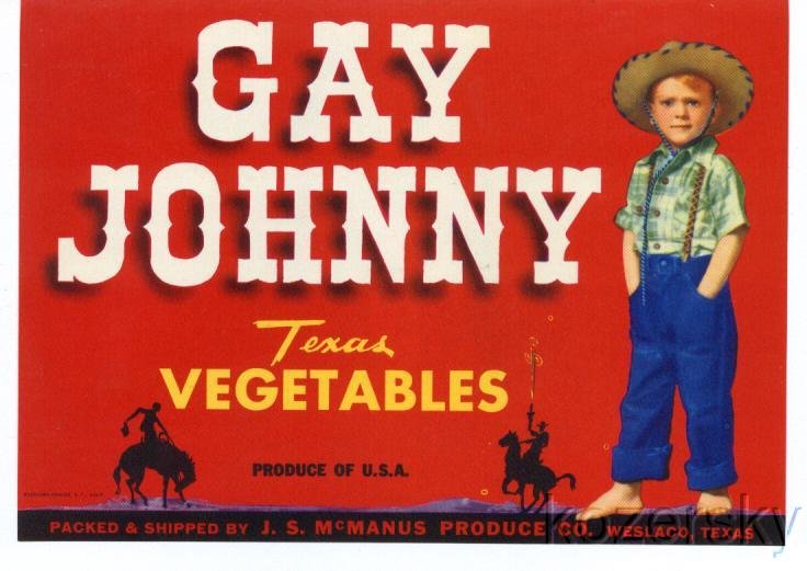 Gay Johnny Vintage Vegetable Crate Label