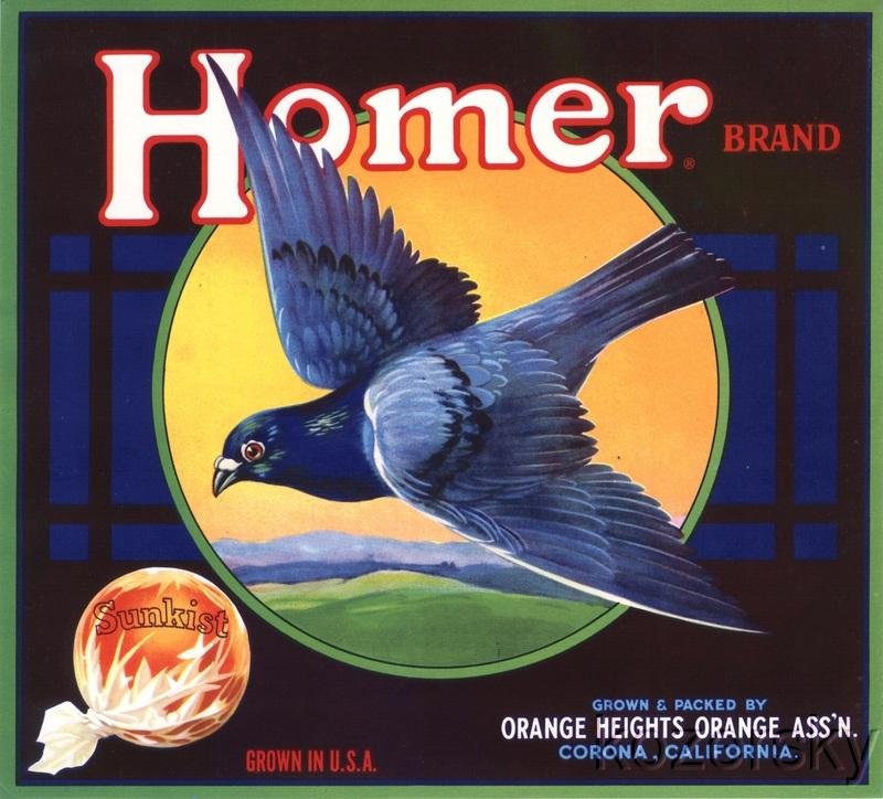 Homer Brand Vintage Orange Crate Label
