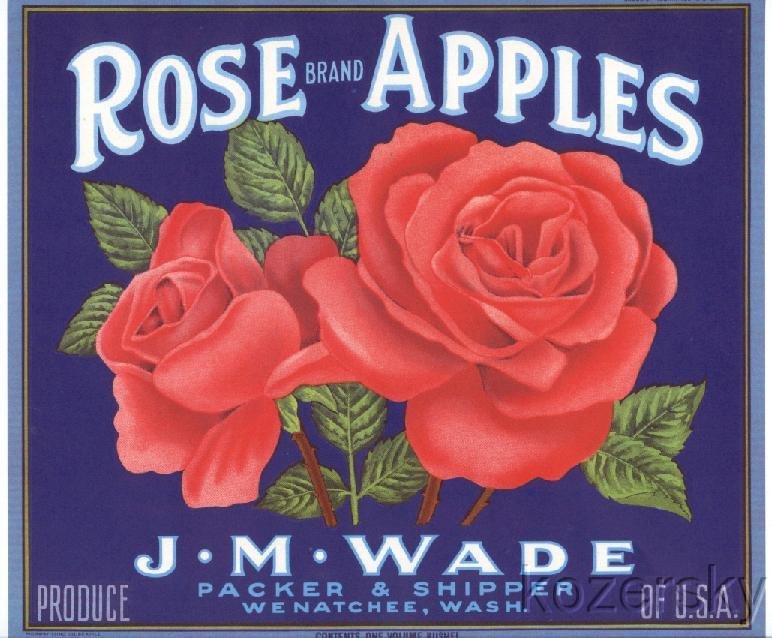 Rose Brand Vintage Apple Crate Label