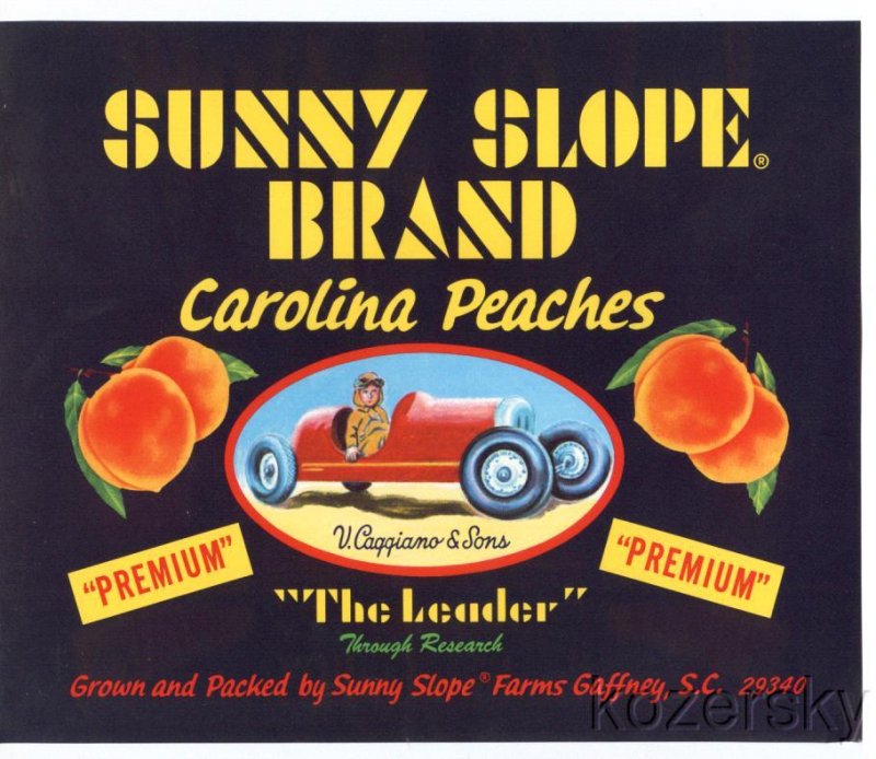 Sunny Slope Brand Vintage Peach Crate Label