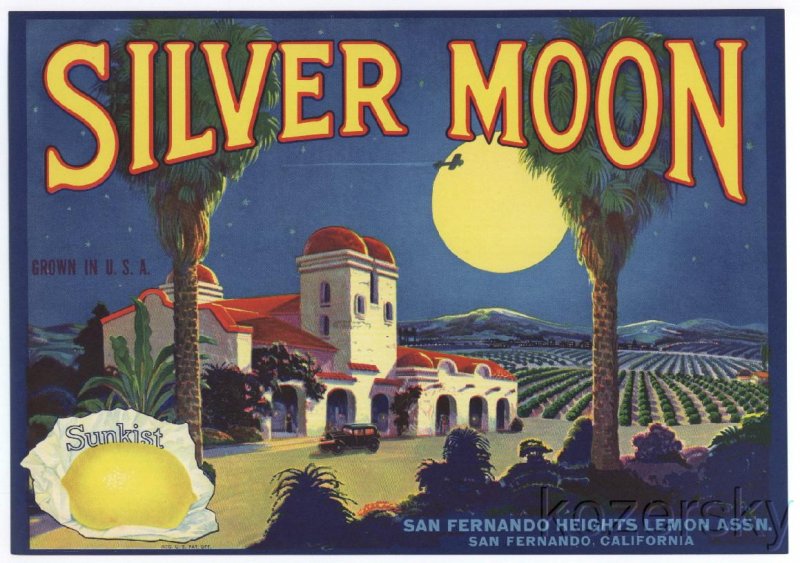 Silver Moon Brand Vintage Lemon Crate Label